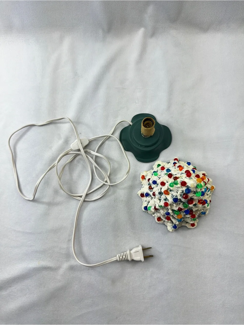 Vintage Christmas Tree Ceramic 1980s Illuminated Bulbs Decoration Green